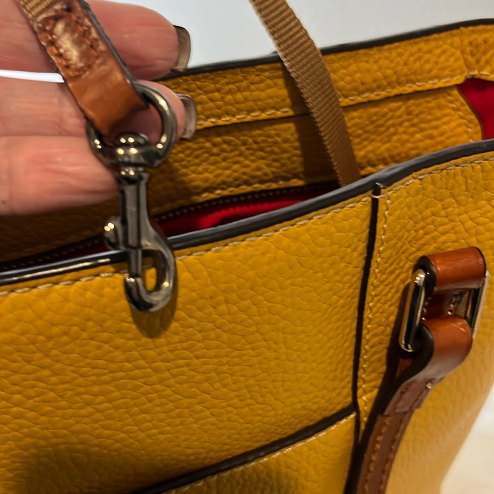 Dooney & Bourke Pebble Grain Small Lexington Pebbled Leather Mustard Tote Bag - Picture 11 of 12